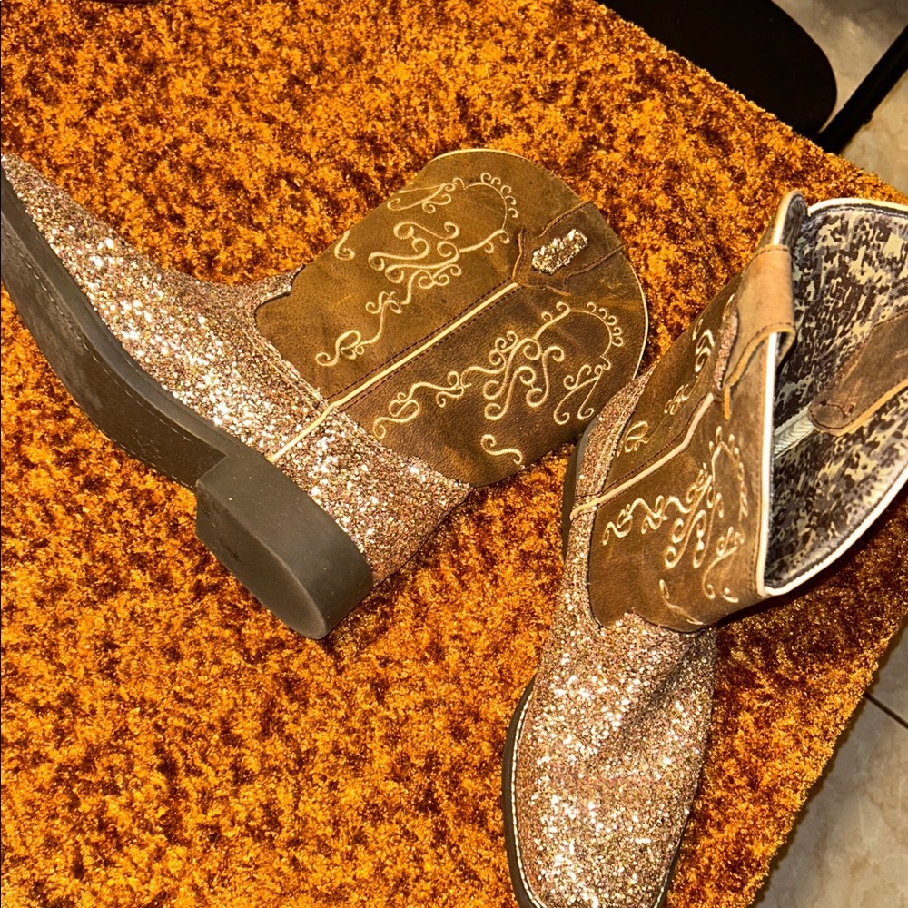 Shyanne Sparkling Brown and Tan Ankle Booties